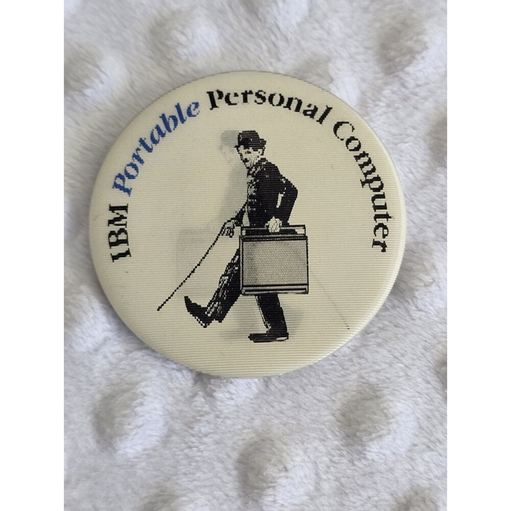 Vintage IBM Portable Personal Computer Charlie Chaplin Tramp 3D Motion Button